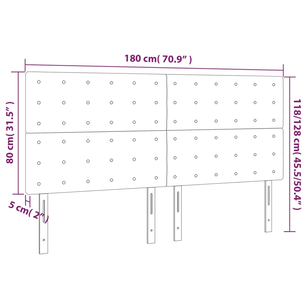 vidaXL Cabecero con luces LED tela marrón oscuro 180x5x118/128 cm