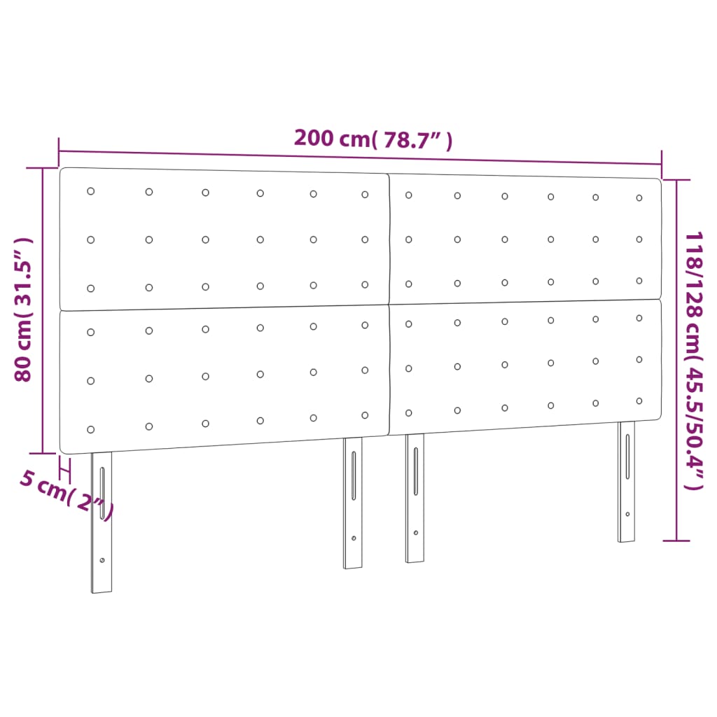 vidaXL Cabecero con luces LED tela gris claro 200x5x118/128 cm