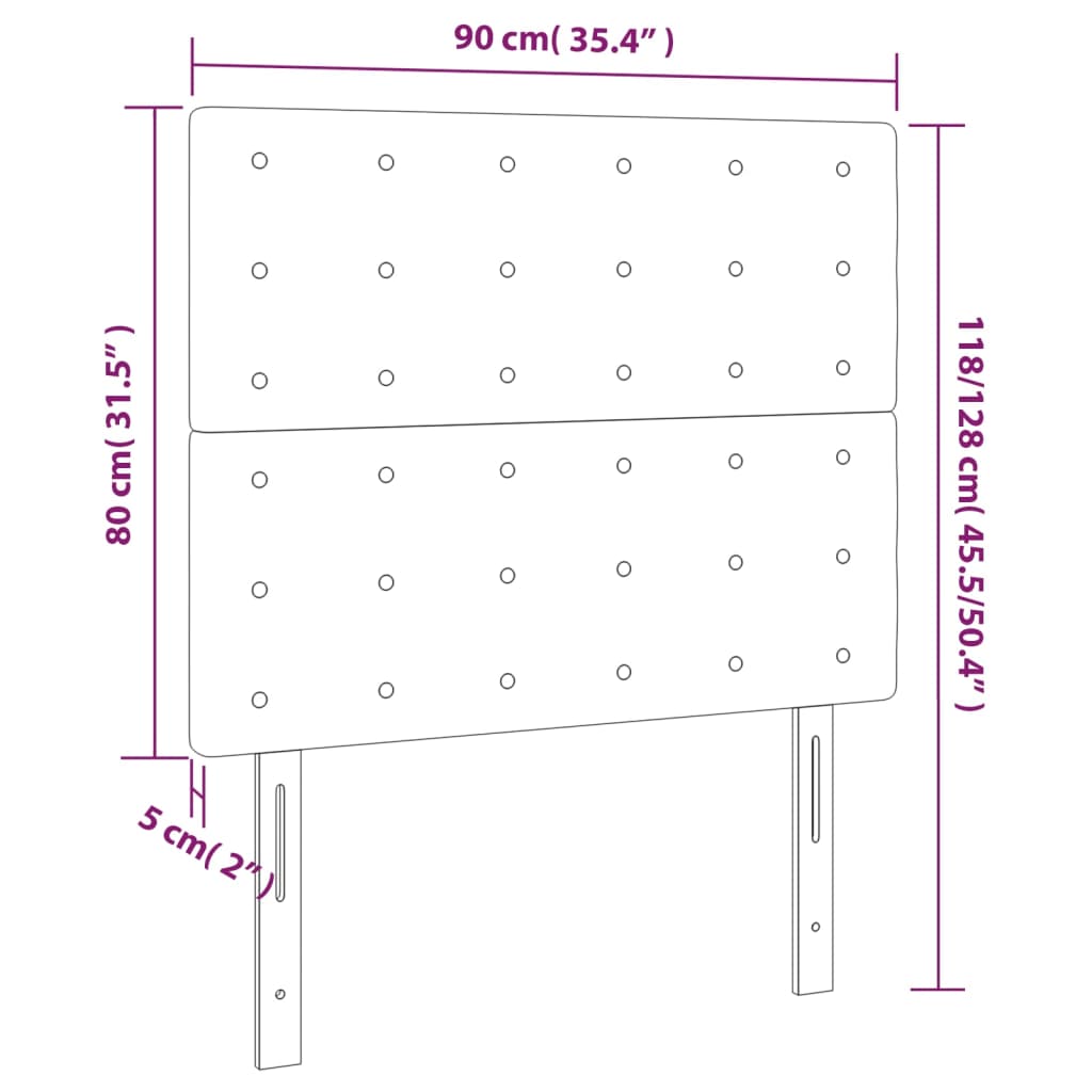 vidaXL Cabecero con luces LED terciopelo negro 90x5x118/128 cm