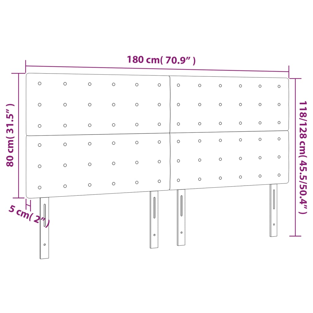 vidaXL Cabecero con luces LED terciopelo gris claro 180x5x118/128 cm