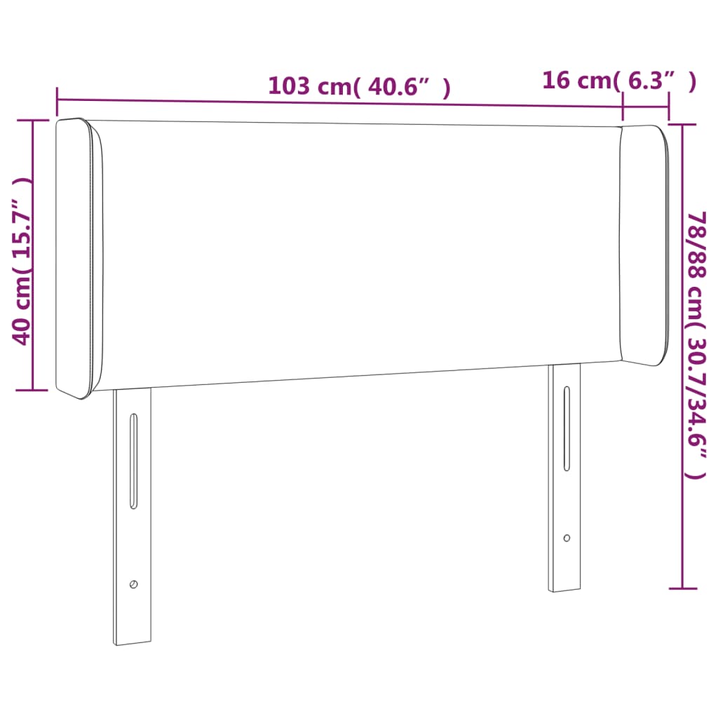 vidaXL Cabecero con LED de tela gris oscuro 103x16x78/88 cm