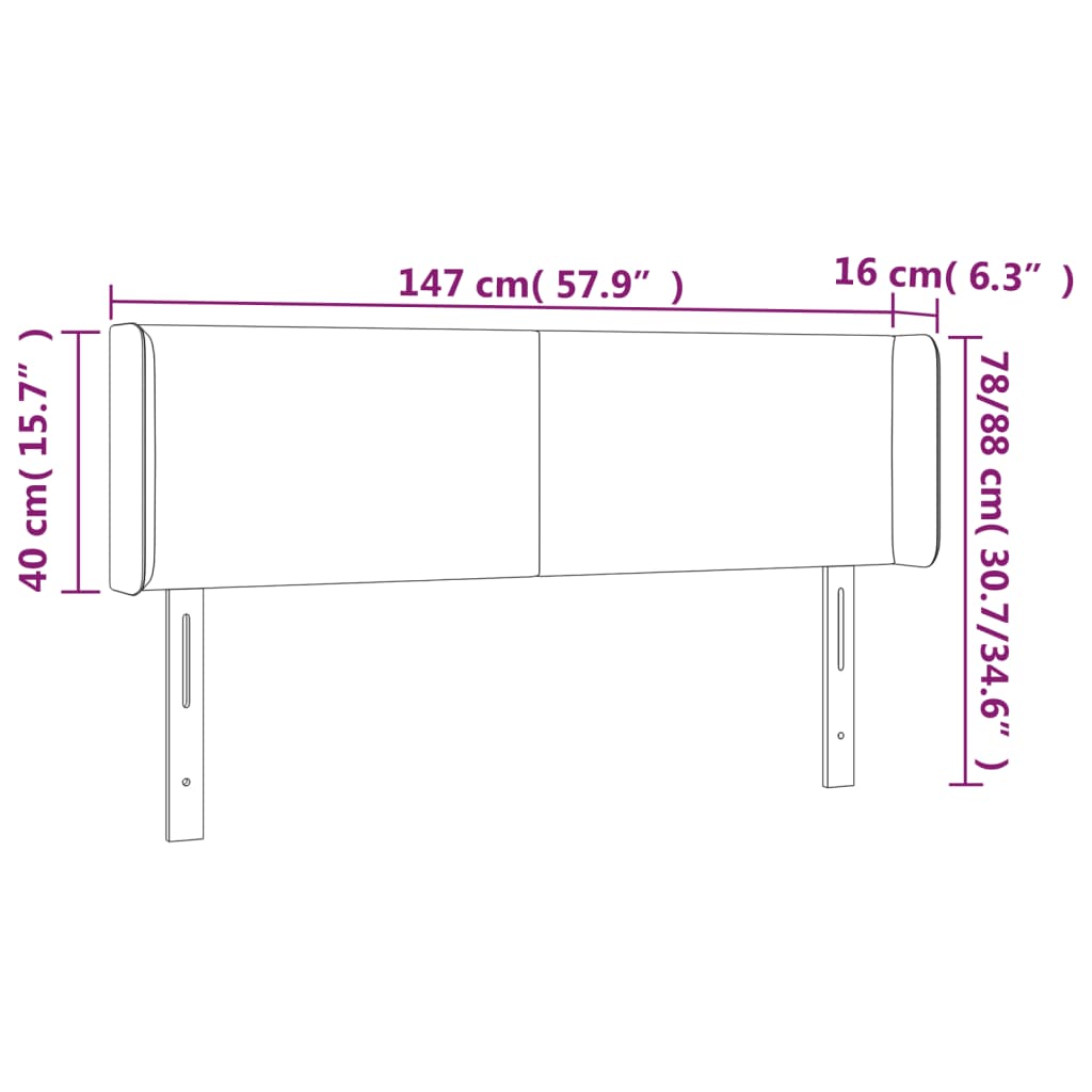 vidaXL Cabecero con LED de terciopelo gris claro 147x16x78/88 cm