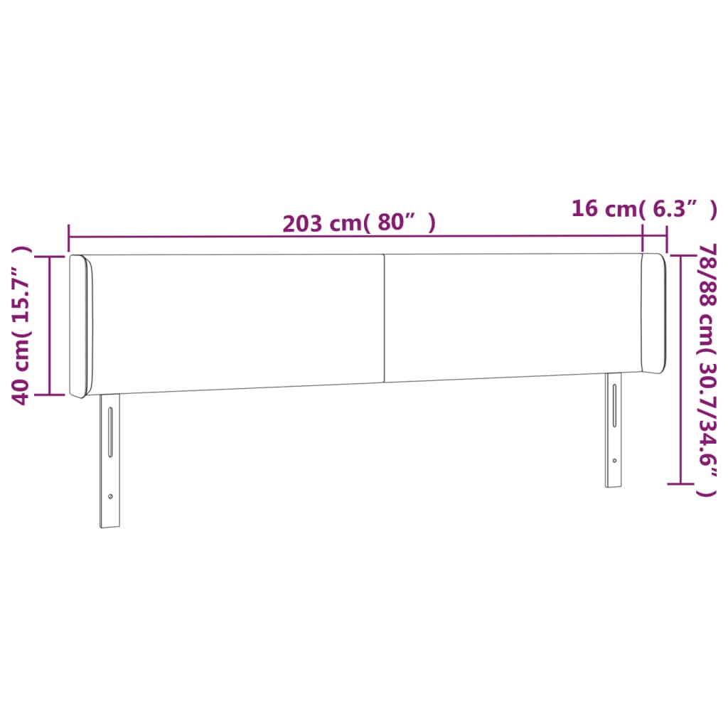 vidaXL Cabecero con LED de terciopelo verde oscuro 203x16x78/88 cm