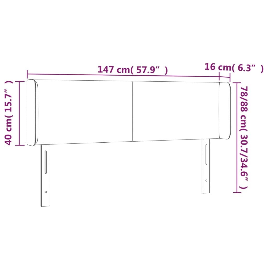 vidaXL Cabecero con LED cuero sintético negro 147x16x78/88 cm