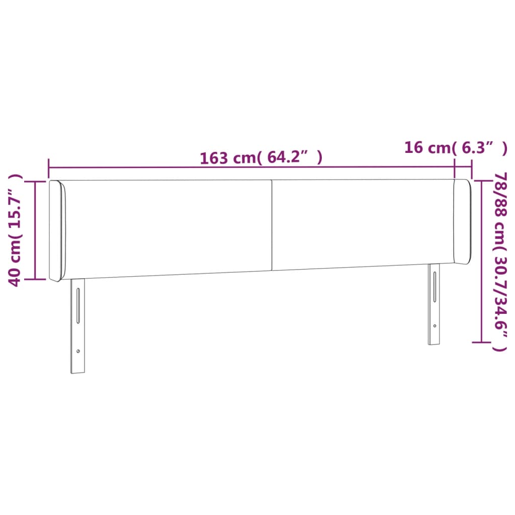 vidaXL Cabecero con LED cuero sintético capuchino 163x16x78/88 cm