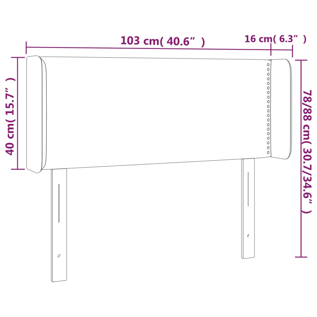 vidaXL Cabecero con LED de tela gris claro 103x16x78/88 cm