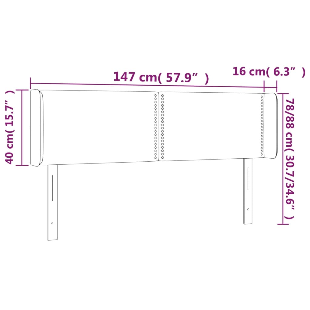 vidaXL Cabecero con LED de tela verde 147x16x78/88 cm