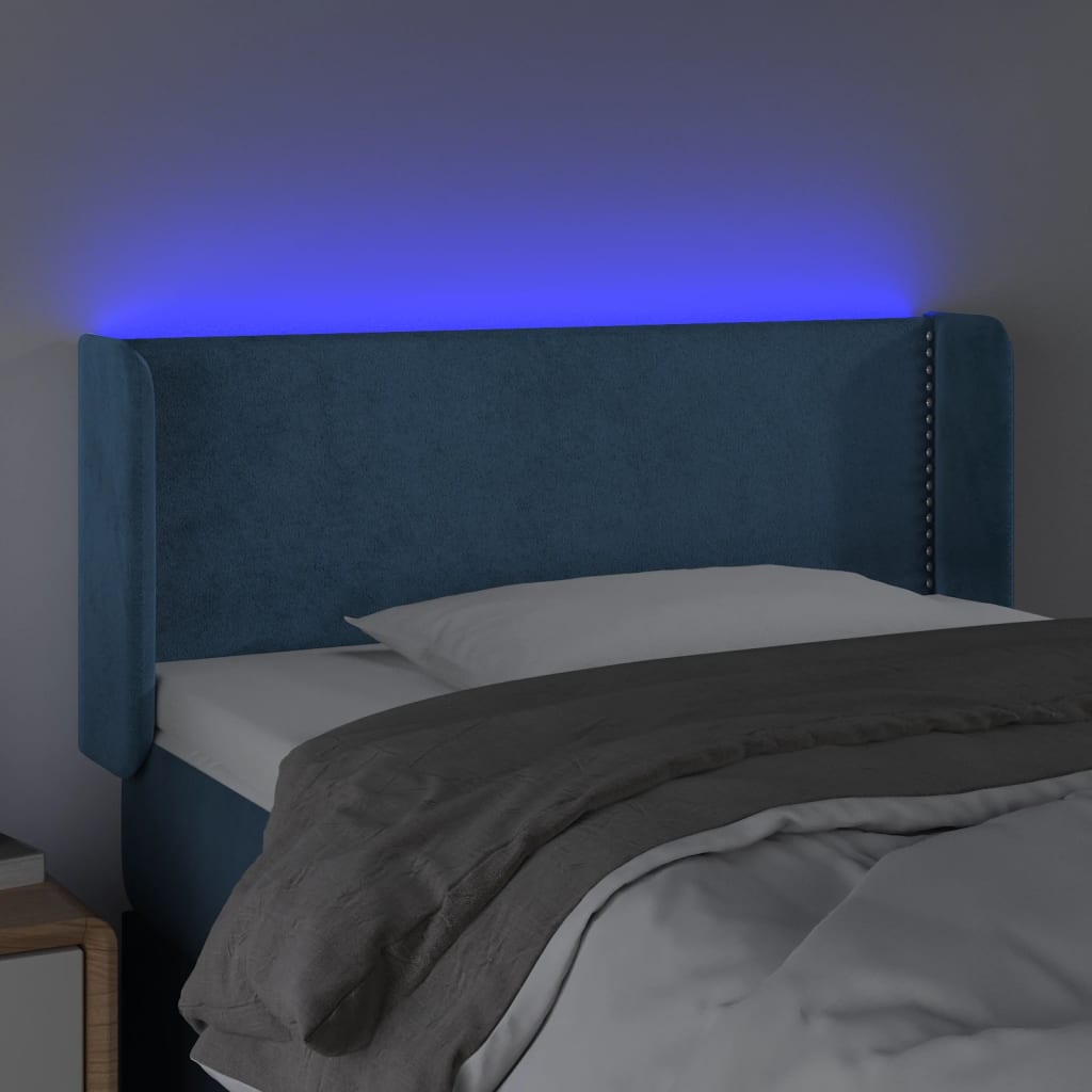 vidaXL Cabecero con LED de terciopelo azul oscuro 93x16x78/88 cm