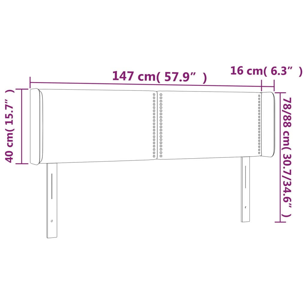 vidaXL Cabecero con LED cuero sintético negro 147x16x78/88 cm