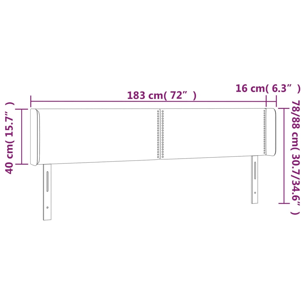 vidaXL Cabecero con LED cuero sintético negro 183x16x78/88 cm