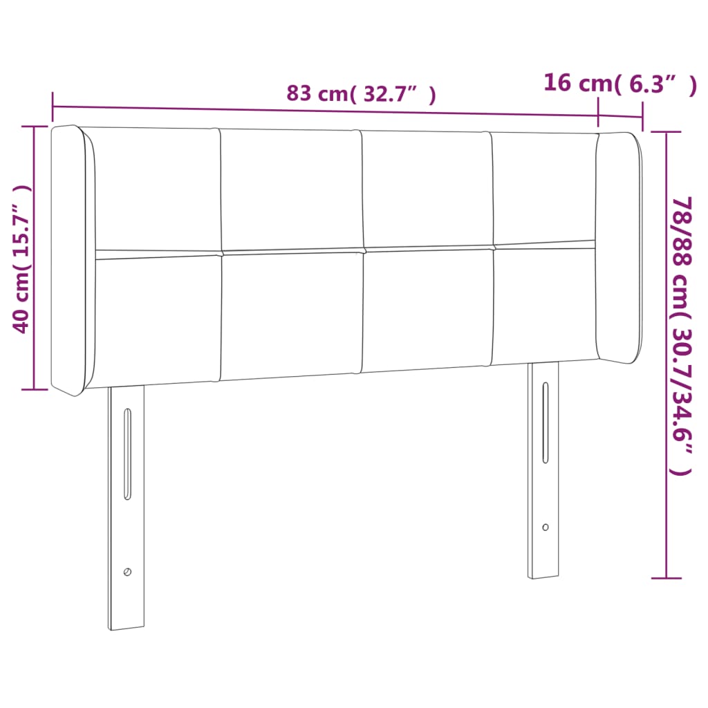 vidaXL Cabecero con LED de tela gris oscuro 83x16x78/88 cm