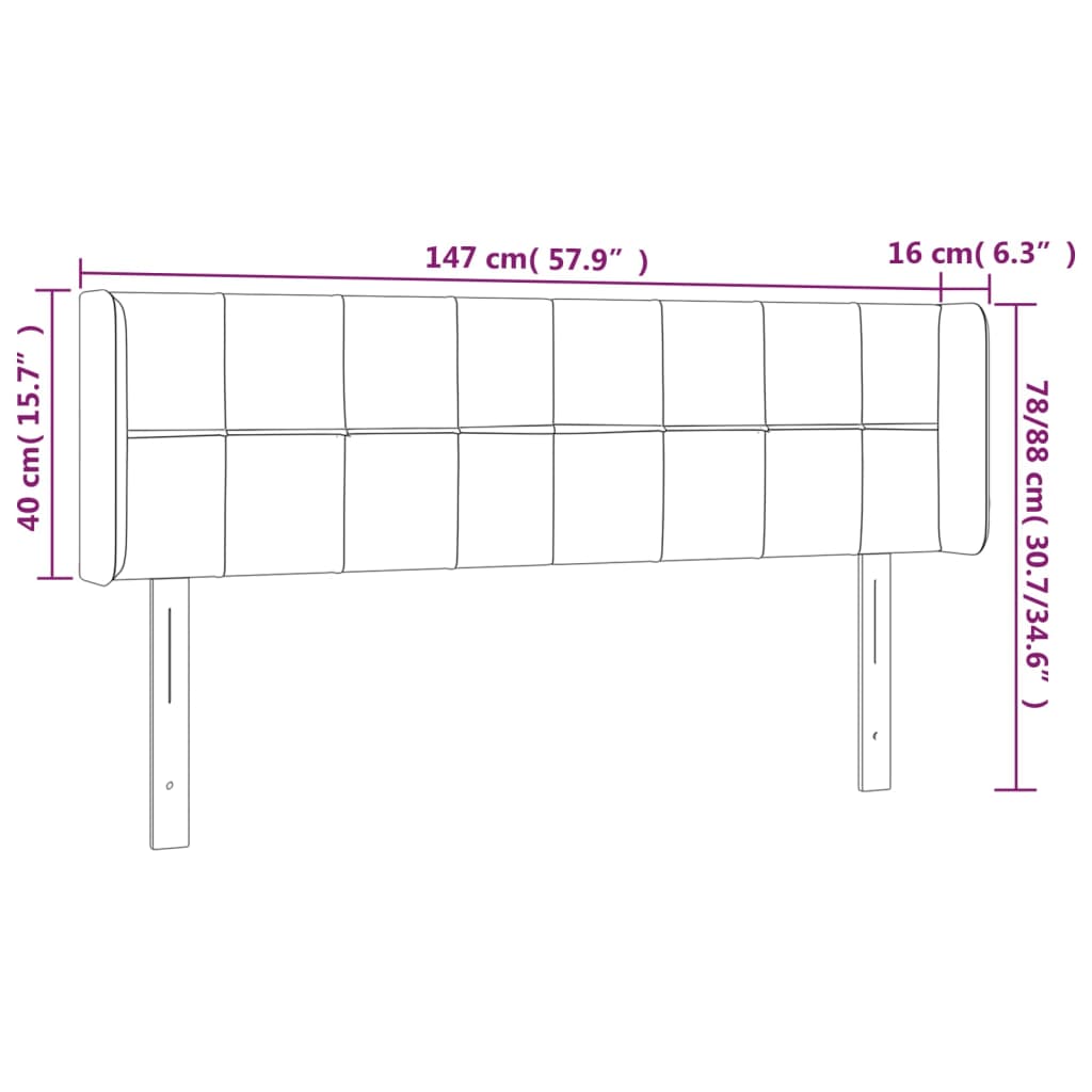 vidaXL Cabecero con LED de tela crema 147x16x78/88 cm