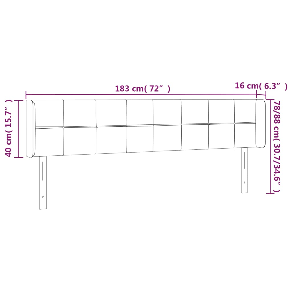 vidaXL Cabecero con LED de tela gris oscuro 183x16x78/88 cm