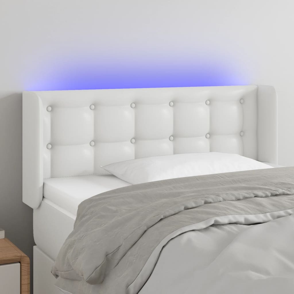 vidaXL Cabecero con LED cuero sintético blanco 83x16x78/88 cm