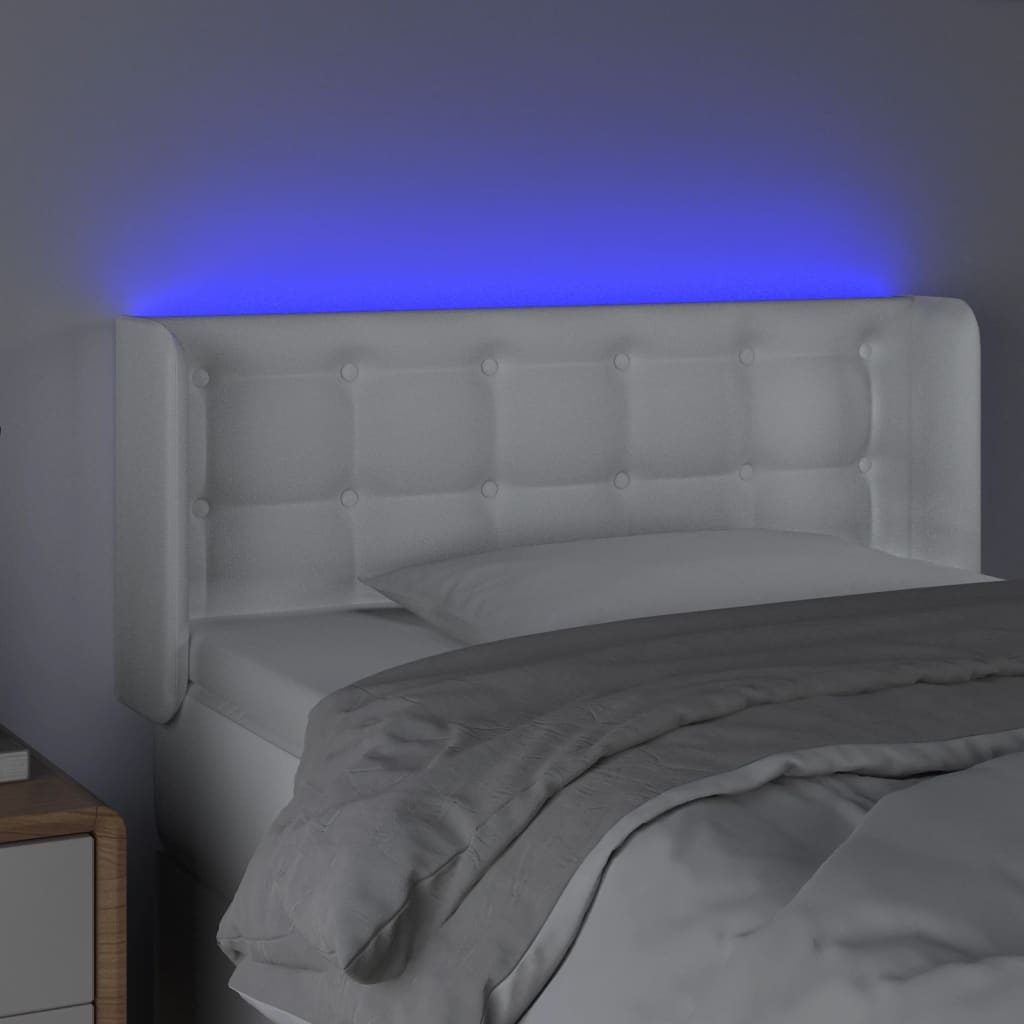 vidaXL Cabecero con LED cuero sintético blanco 103x16x78/88 cm