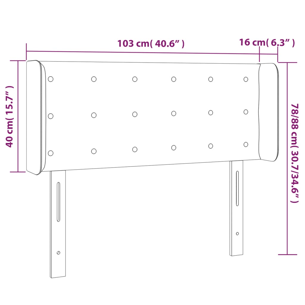 vidaXL Cabecero con LED cuero sintético blanco 103x16x78/88 cm