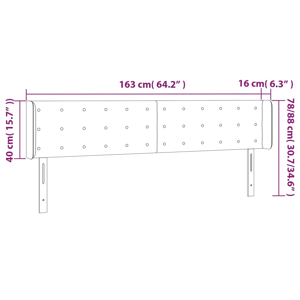 vidaXL Cabecero con LED cuero sintético negro 163x16x78/88 cm