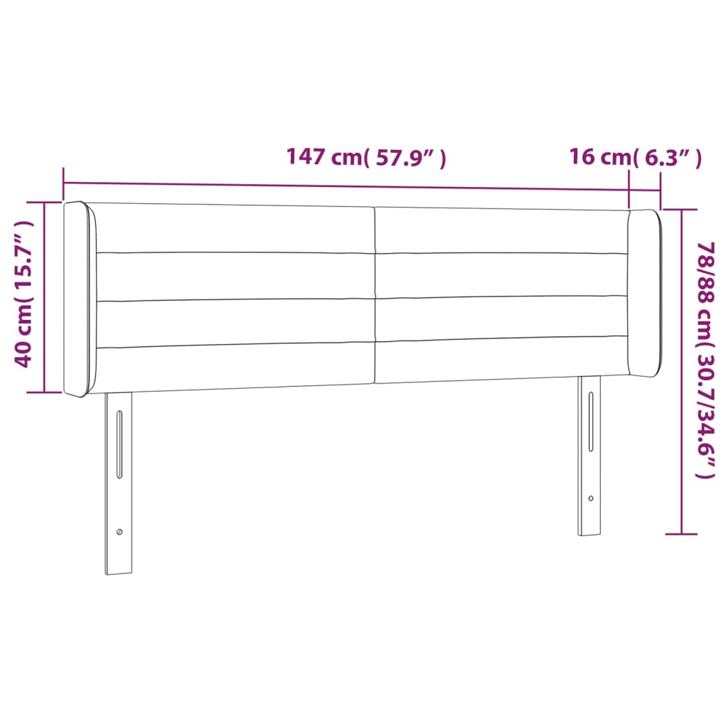 vidaXL Cabecero con LED de tela gris oscuro 147x16x78/88 cm