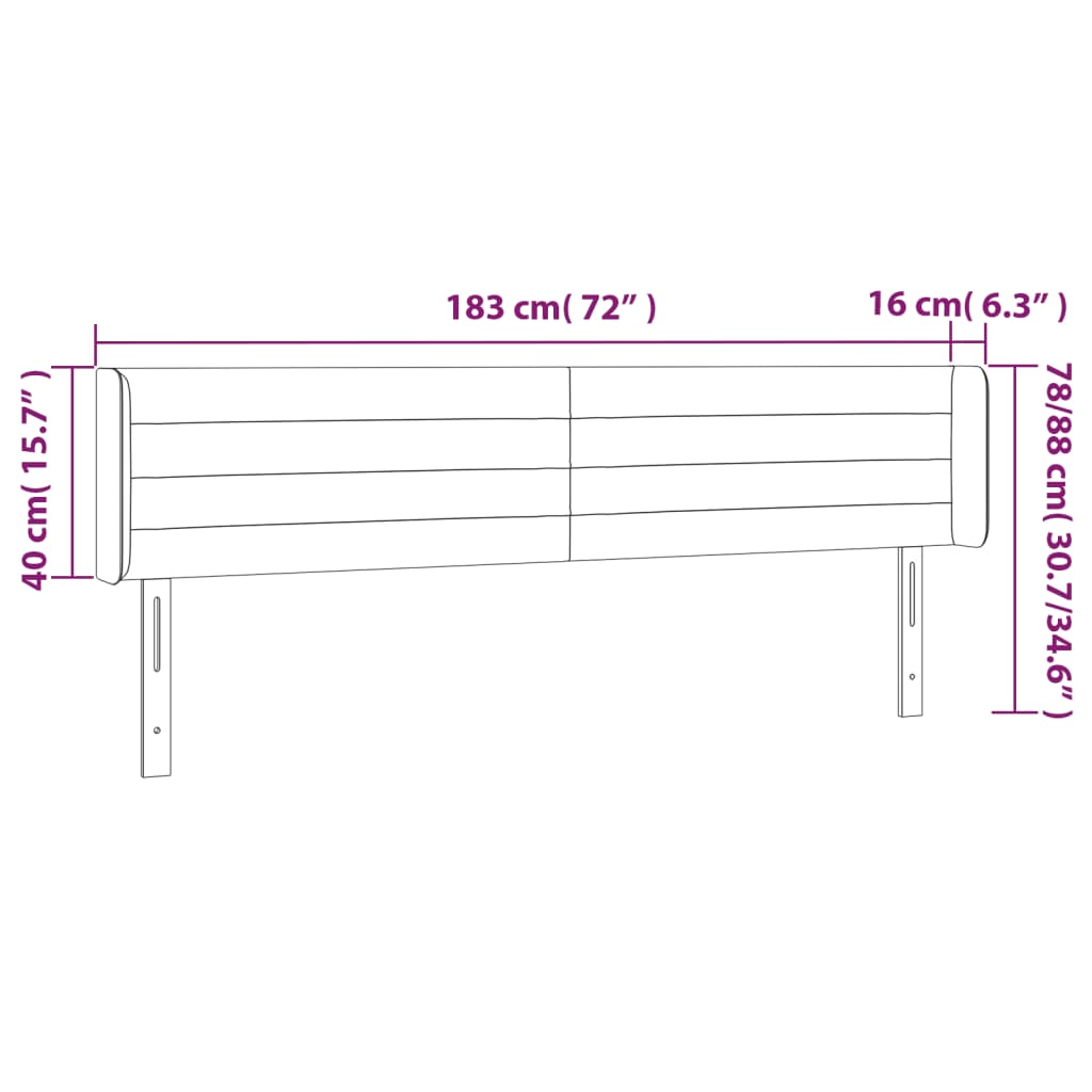 vidaXL Cabecero con LED de tela gris taupe 183x16x78/88 cm