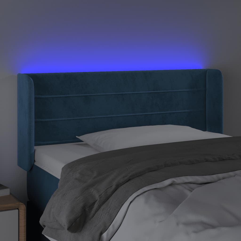 vidaXL Cabecero con LED de terciopelo azul oscuro 83x16x78/88 cm