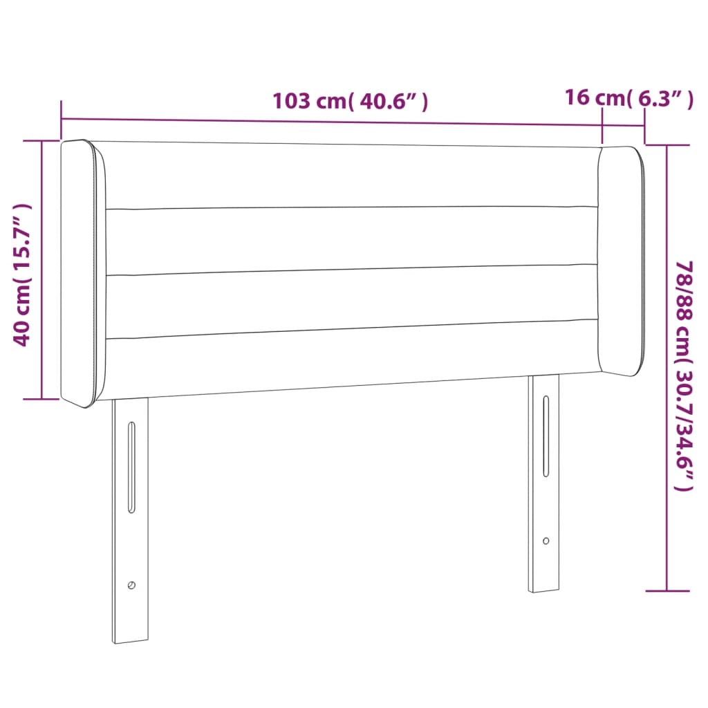 vidaXL Cabecero con LED de terciopelo gris oscuro 103x16x78/88 cm