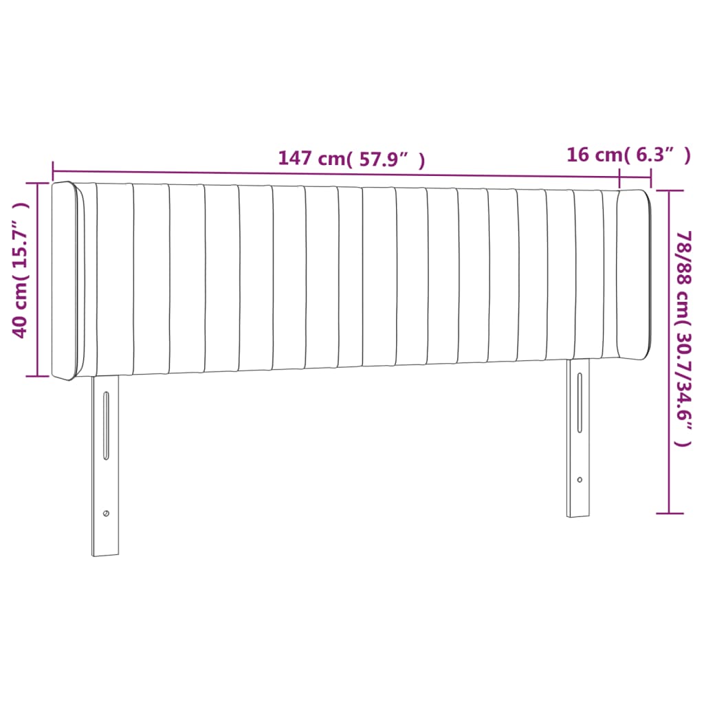 vidaXL Cabecero con LED de tela gris oscuro 147x16x78/88 cm