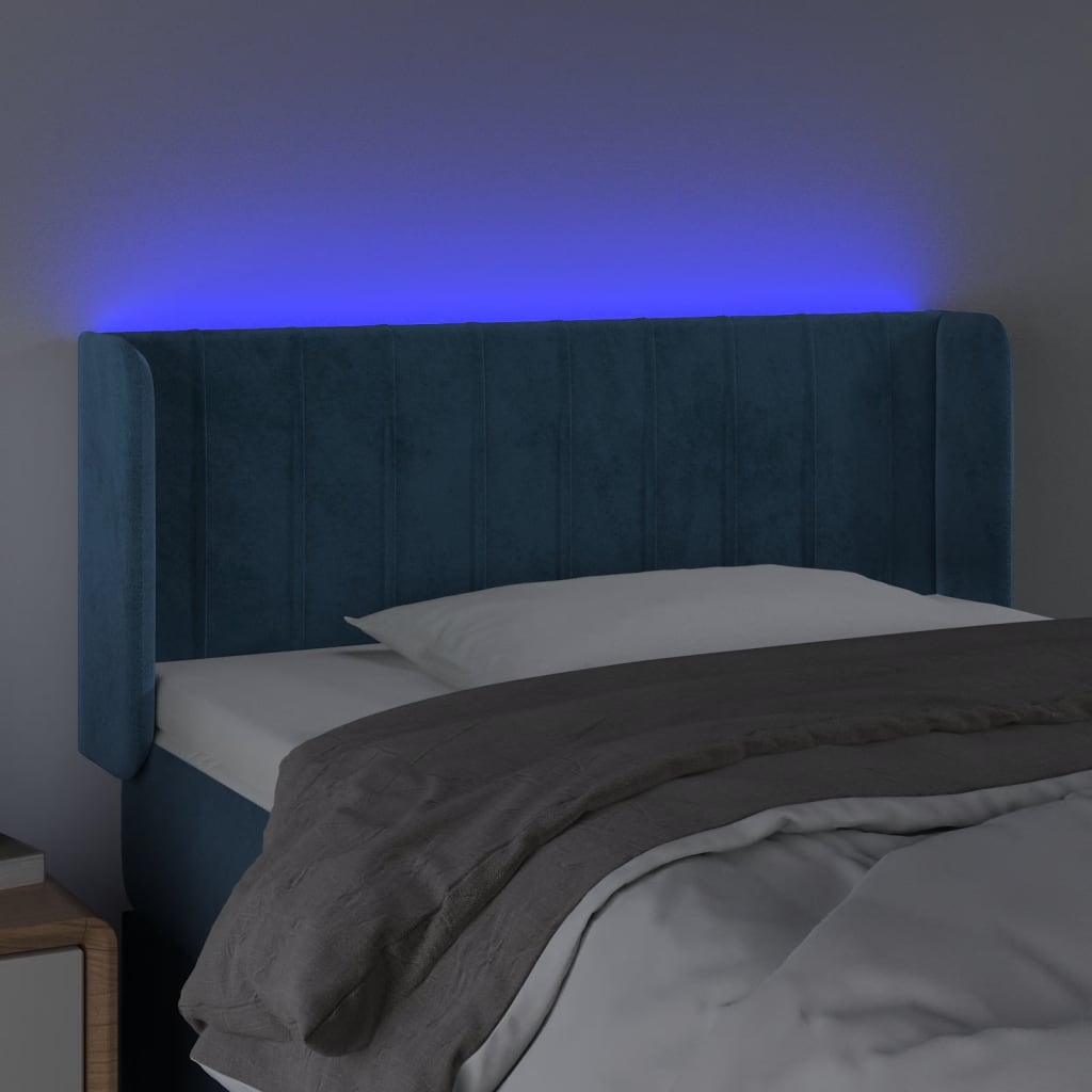 vidaXL Cabecero con LED de terciopelo azul oscuro 83x16x78/88 cm