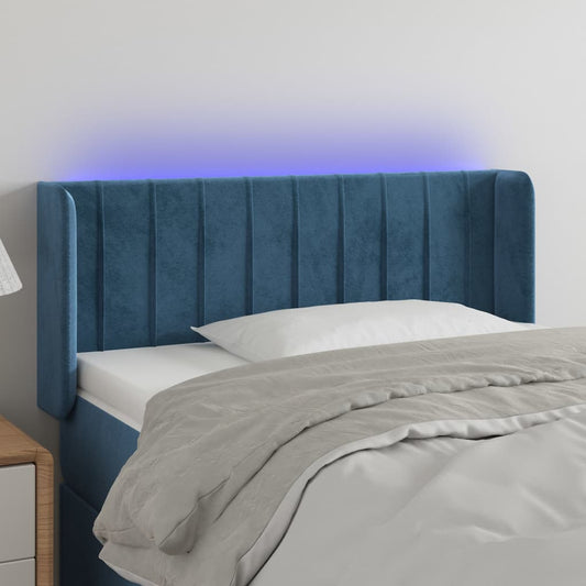 vidaXL Cabecero con LED de terciopelo azul oscuro 83x16x78/88 cm