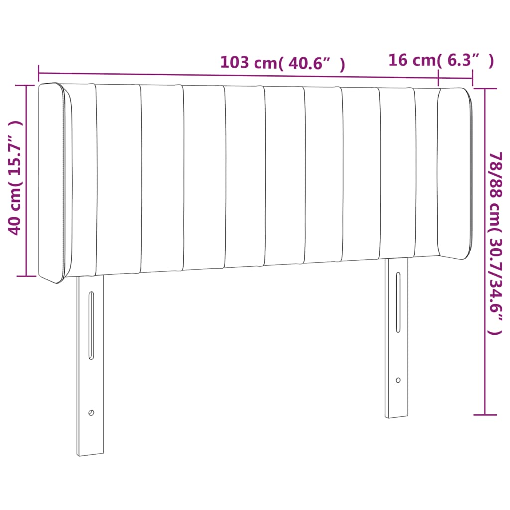 vidaXL Cabecero con LED de terciopelo gris oscuro 103x16x78/88 cm