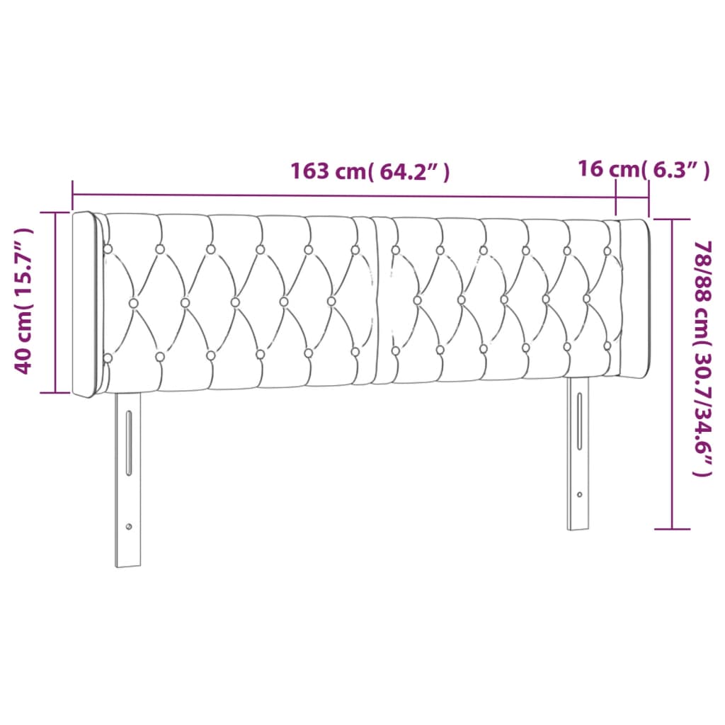 vidaXL Cabecero con LED de tela crema 163x16x78/88 cm