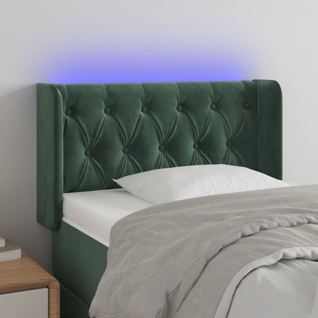 vidaXL Cabecero con LED de terciopelo verde oscuro 83x16x78/88 cm