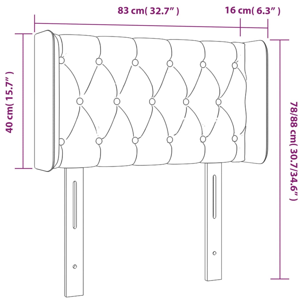 vidaXL Cabecero con LED de terciopelo rosa 83x16x78/88 cm