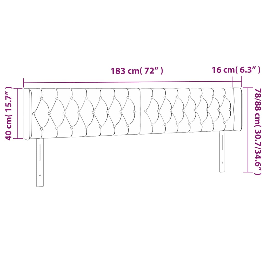 vidaXL Cabecero con LED de terciopelo gris claro 183x16x78/88 cm