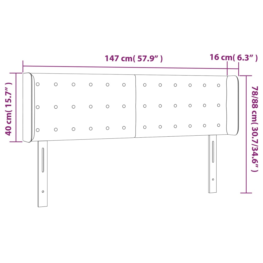 vidaXL Cabecero con LED de tela gris taupe 147x16x78/88 cm