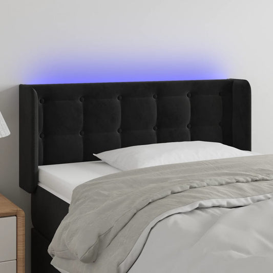 vidaXL Cabecero con LED de terciopelo negro 103x16x78/88 cm