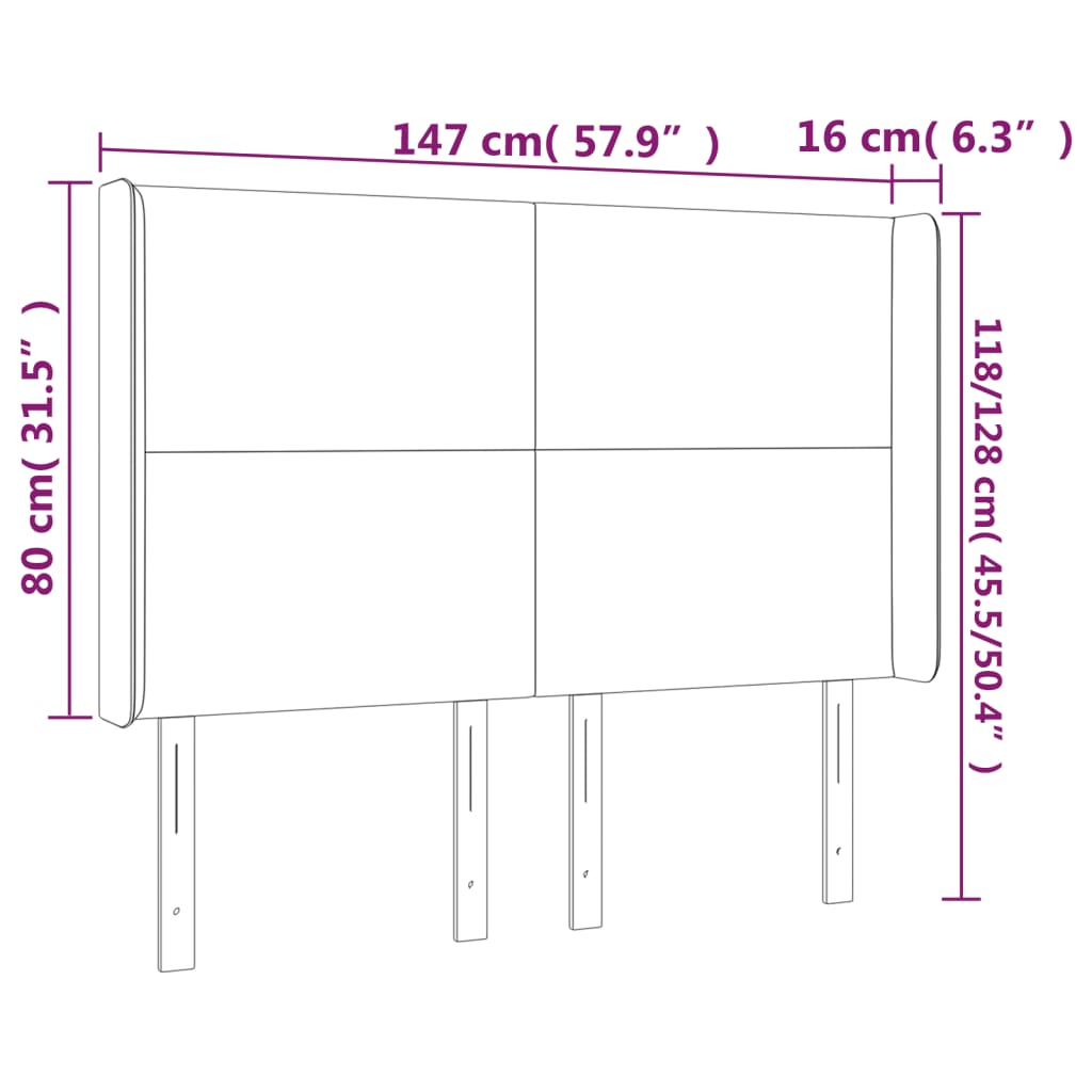 vidaXL Cabecero con LED de tela negro 147x16x118/128 cm