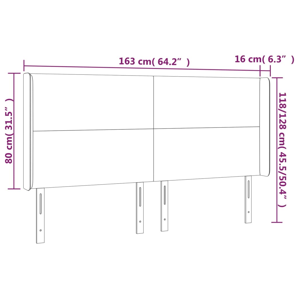 vidaXL Cabecero con LED de tela marrón oscuro 163x16x118/128 cm