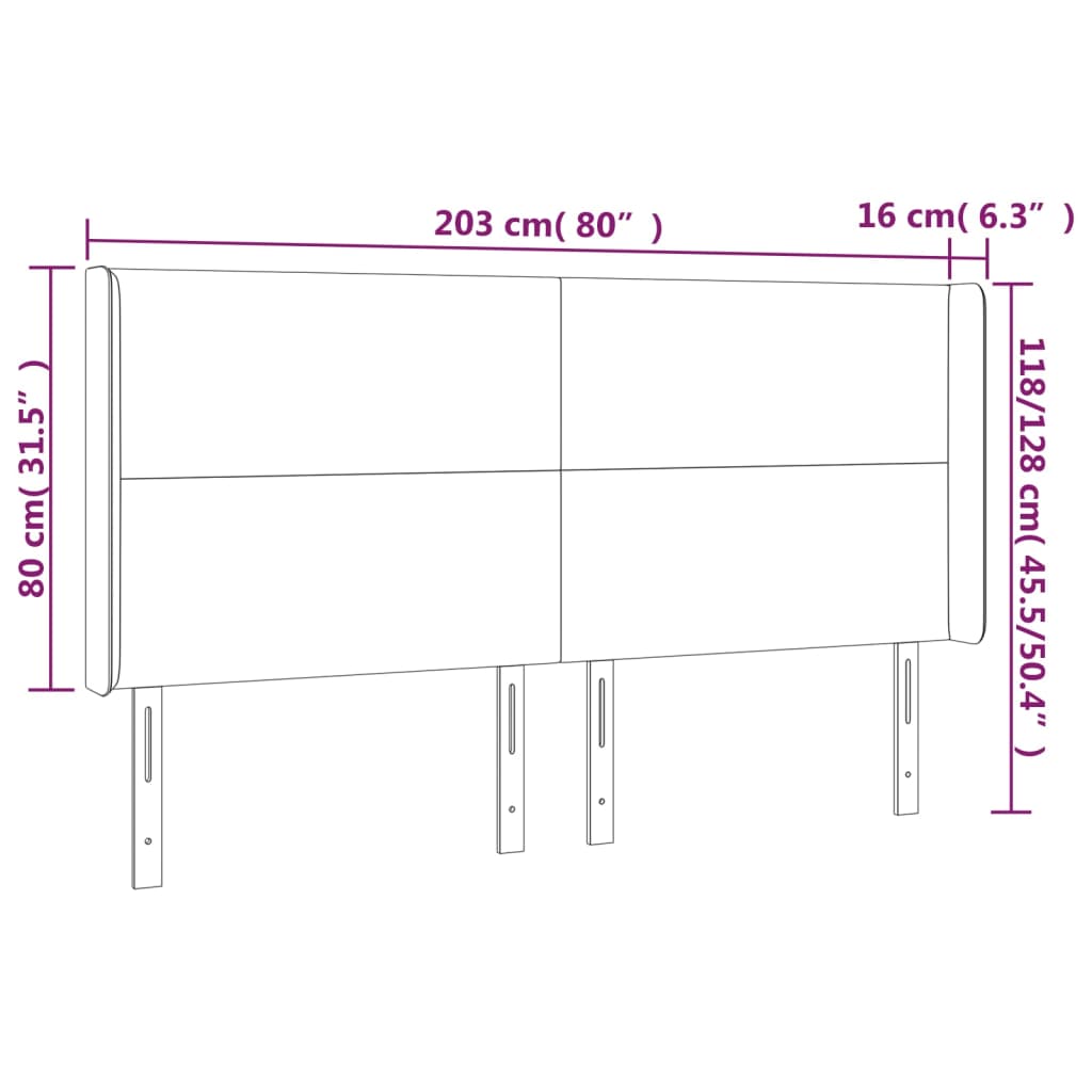 vidaXL Cabecero con LED de tela gris taupe 203x16x118/128 cm