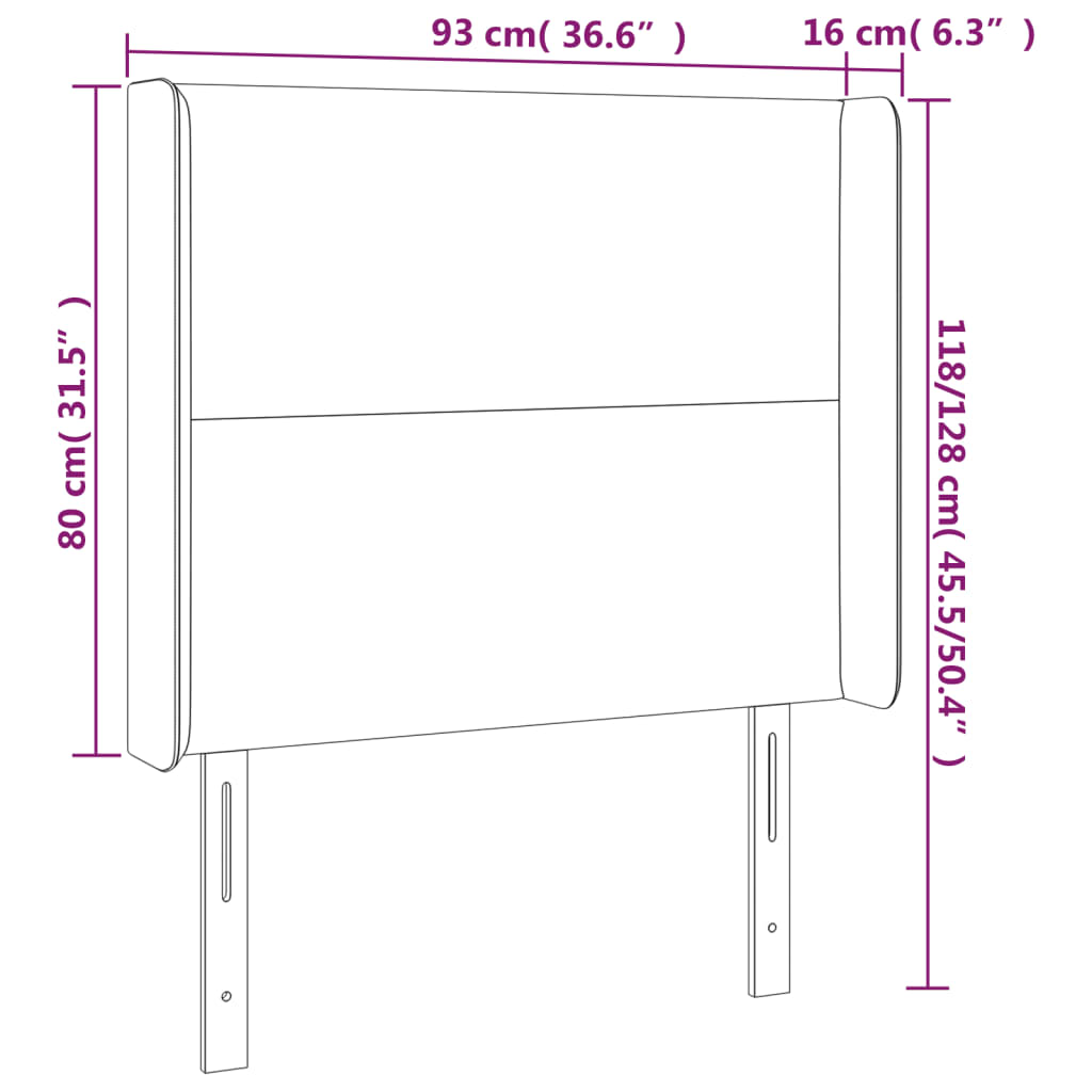 vidaXL Cabecero con LED de terciopelo gris claro 93x16x118/128 cm