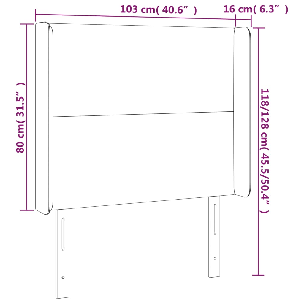 vidaXL Cabecero con LED de terciopelo gris claro 103x16x118/128 cm