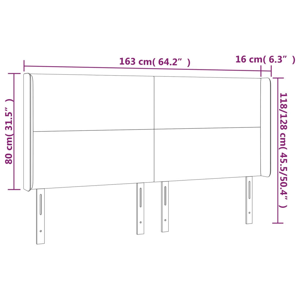 vidaXL Cabecero con LED de terciopelo rosa 163x16x118/128 cm