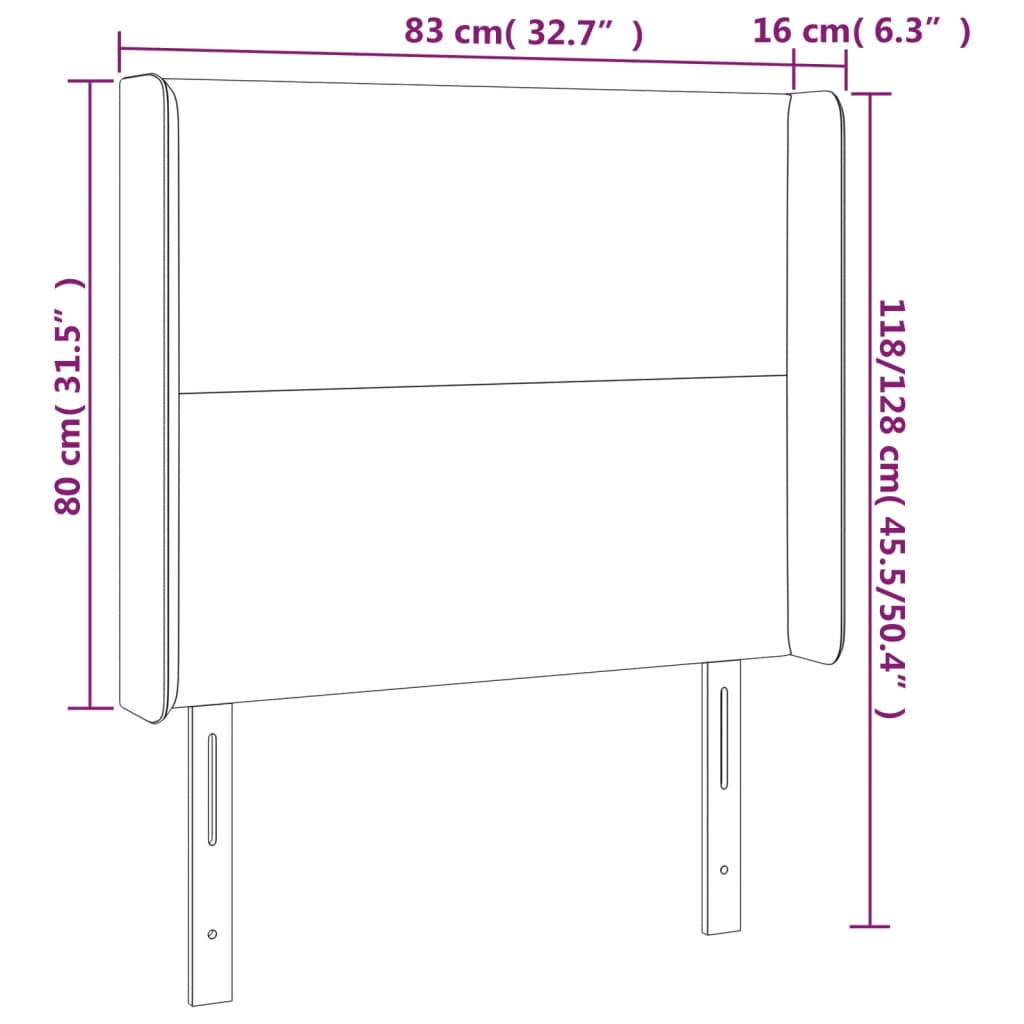 vidaXL Cabecero con LED cuero sintético gris 83x16x118/128cm