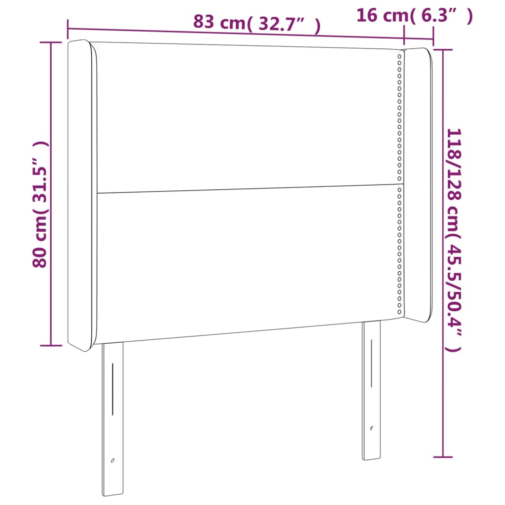 vidaXL Cabecero con LED de tela negro 83x16x118/128 cm