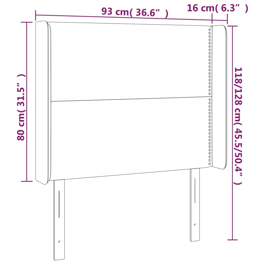 vidaXL Cabecero con LED de tela negro 93x16x118/128 cm