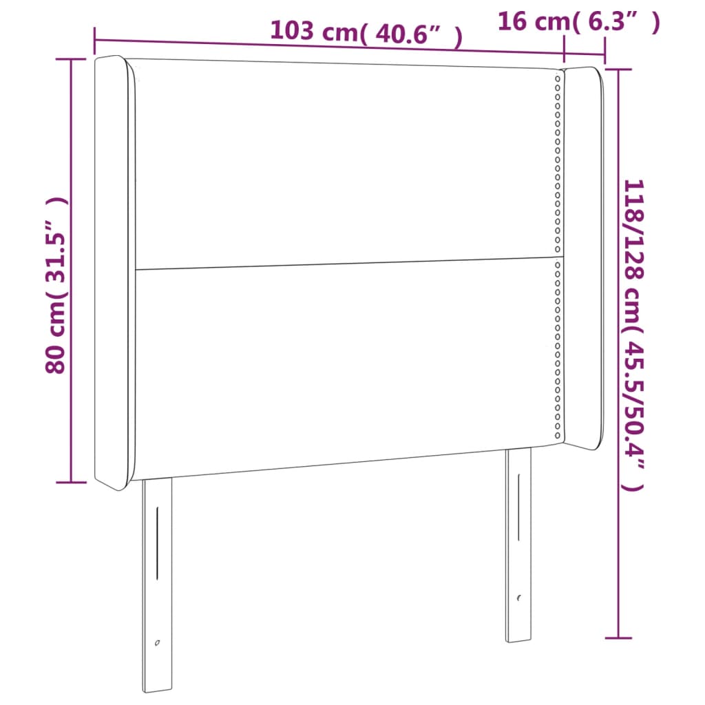 vidaXL Cabecero con LED de tela gris oscuro103x16x118/128 cm