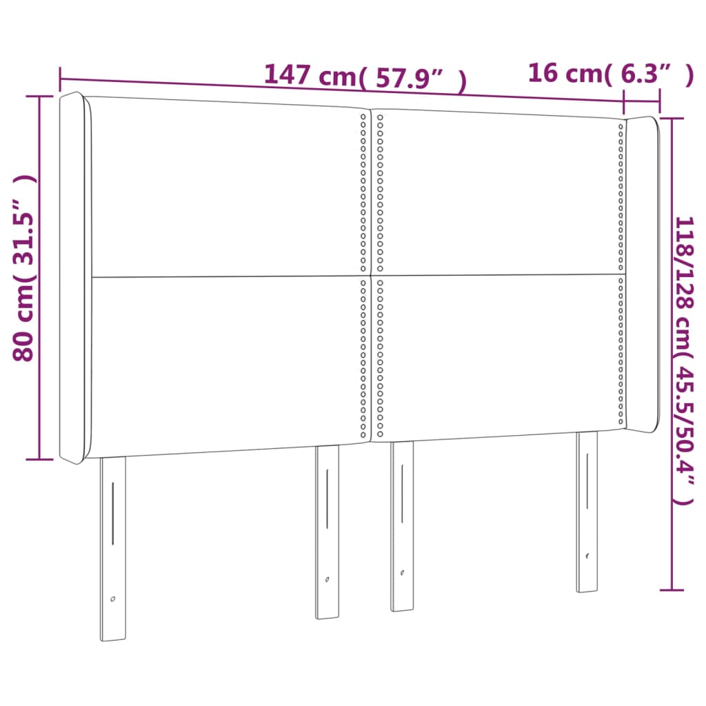 vidaXL Cabecero con LED de tela negro 147x16x118/128 cm