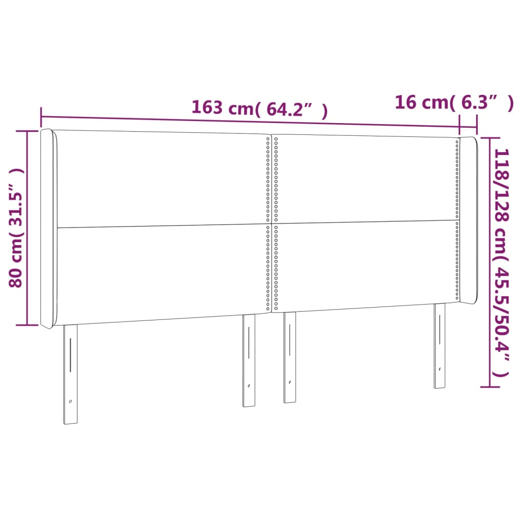 vidaXL Cabecero con LED de tela gris oscuro 163x16x118/128 cm