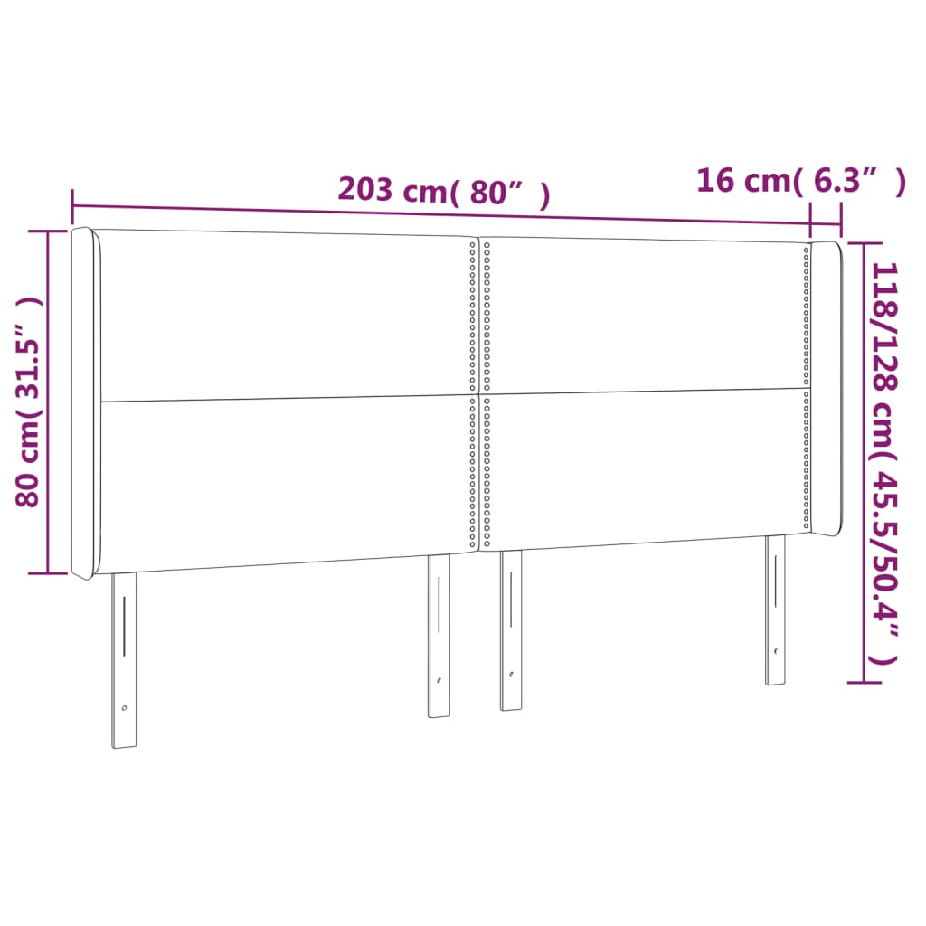 vidaXL Cabecero con LED de tela gris taupe 203x16x118/128 cm