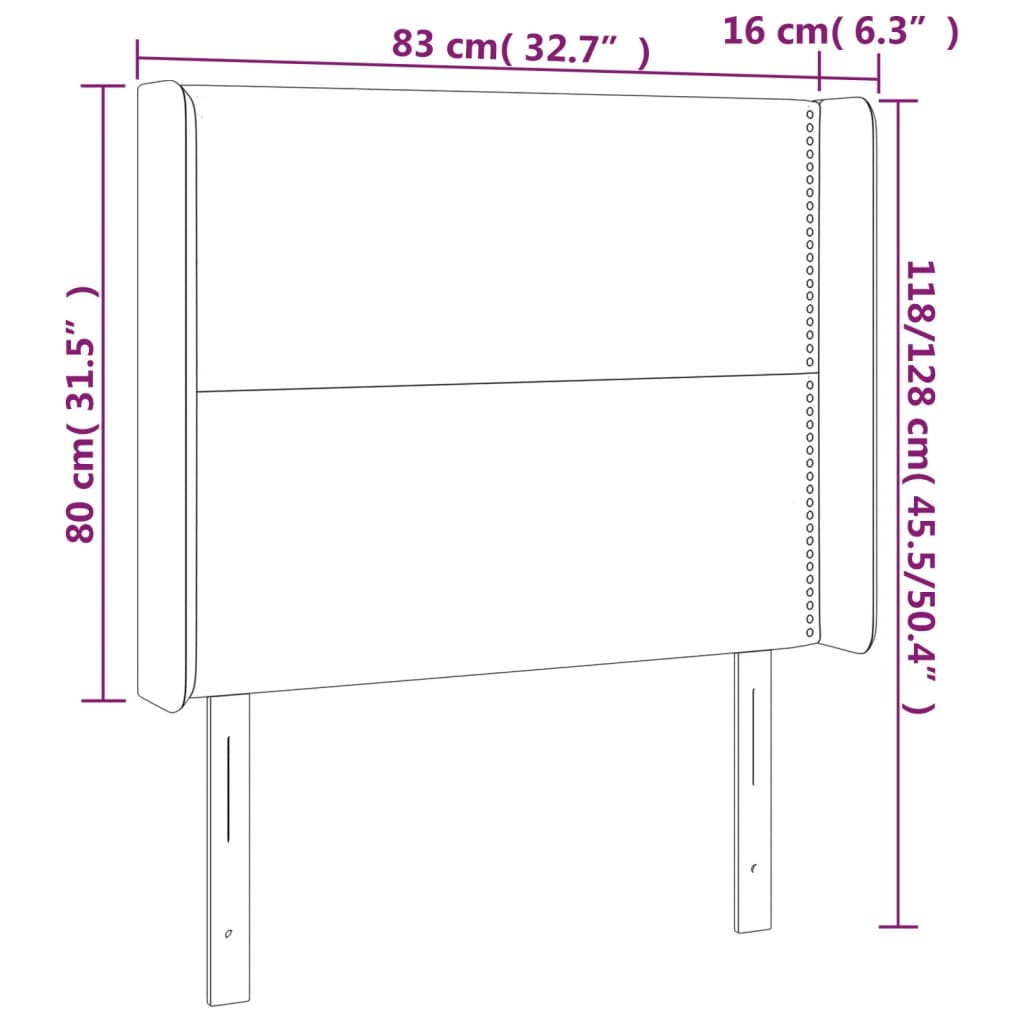 vidaXL Cabecero con LED cuero sintético blanco 83x16x118/128 cm