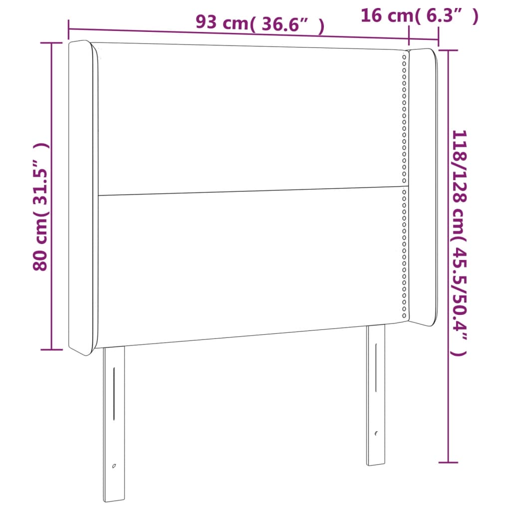 vidaXL Cabecero con LED cuero sintético blanco 93x16x118/128 cm